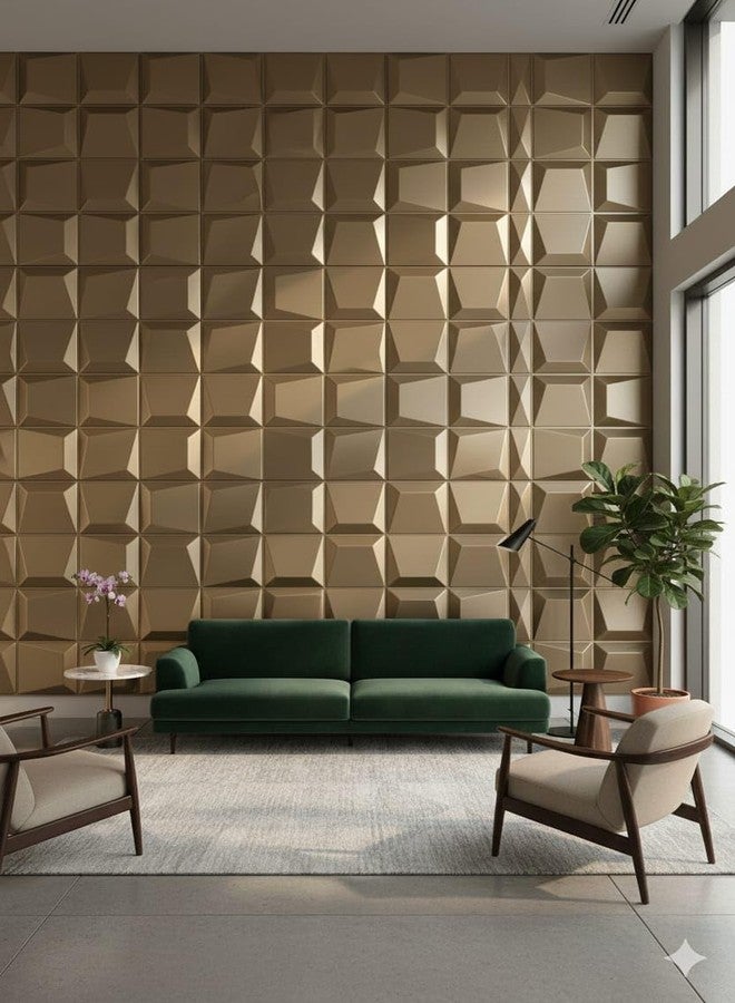 RoseCraft ألواح جدارية ثلاثية الأبعاد هندسية من مادة PVC من RoseCraft - بلاط صوتي مزخرف، سهل التركيب، مقاوم للماء | 50 سم × 50 سم × 4 مم | عبوة من 10 ألواح - Image 3